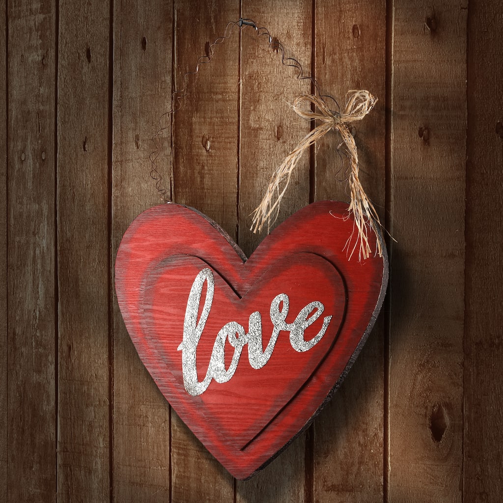 National Tree Company 14 in. Wood Valentine Heart Wall Piece - 14 in
