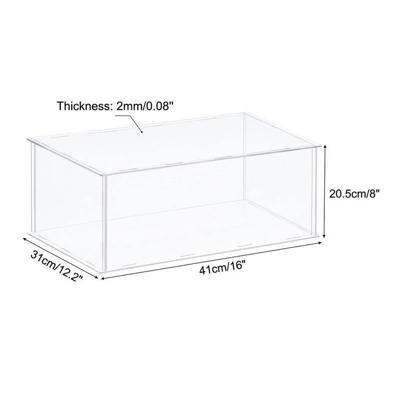 Acrylic Display Case Plastic Box Storage Assemble Dustproof Showcase - 16x12.2x8 Inch