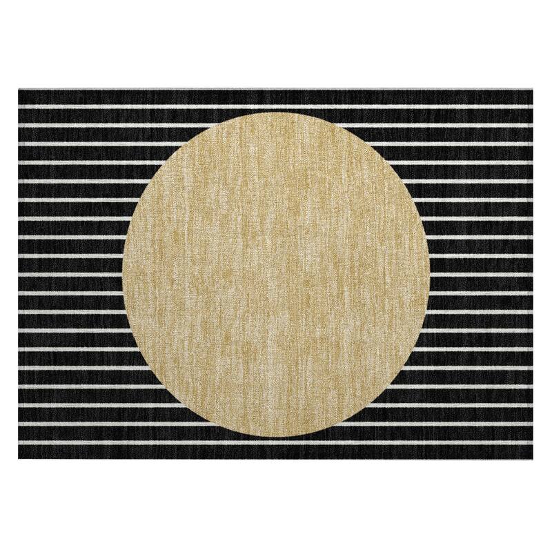 Machine Washable Indoor/ Outdoor Modern Sunrise Chantille Rug