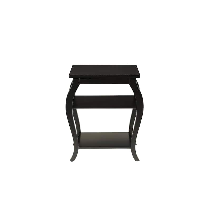 Compact 23" Solid Wood Rectangular Side Table with Two Bottom Shelves for Living Room Decor - 20"L X 18"W x 23"H - Black