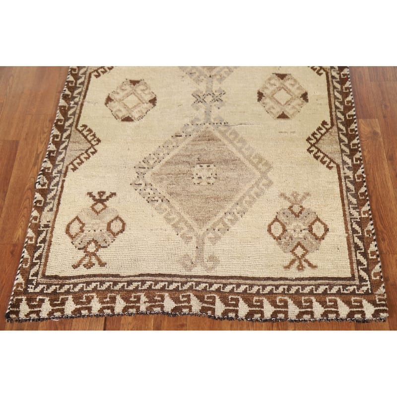 Gabbeh Persian Vintage Area Rug Hand-knotted Foyer Wool Carpet - 3'1"x 6'5"