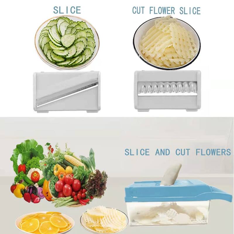 Vegetable Chopper Multifunctional Veggie Chopper,Blue Kitchen Vegetable Slicer Dicer Cutter