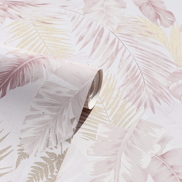 Arthouse Soft Tropical Blush And Gold Vinyl Wallpaper Overstock 32841478 Lucie annabel palma tropical wallpaper blush. arthouse
