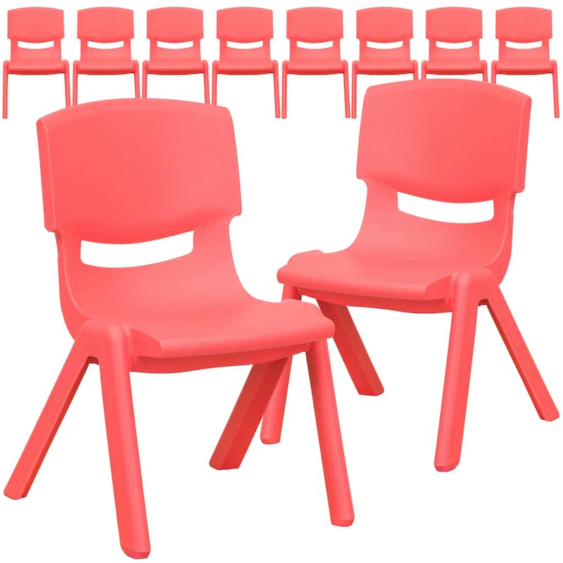 10PK Plastic Stackable Preschool Chair, 10.5" Seat Height - 14"D x 12.5"W x 20"H