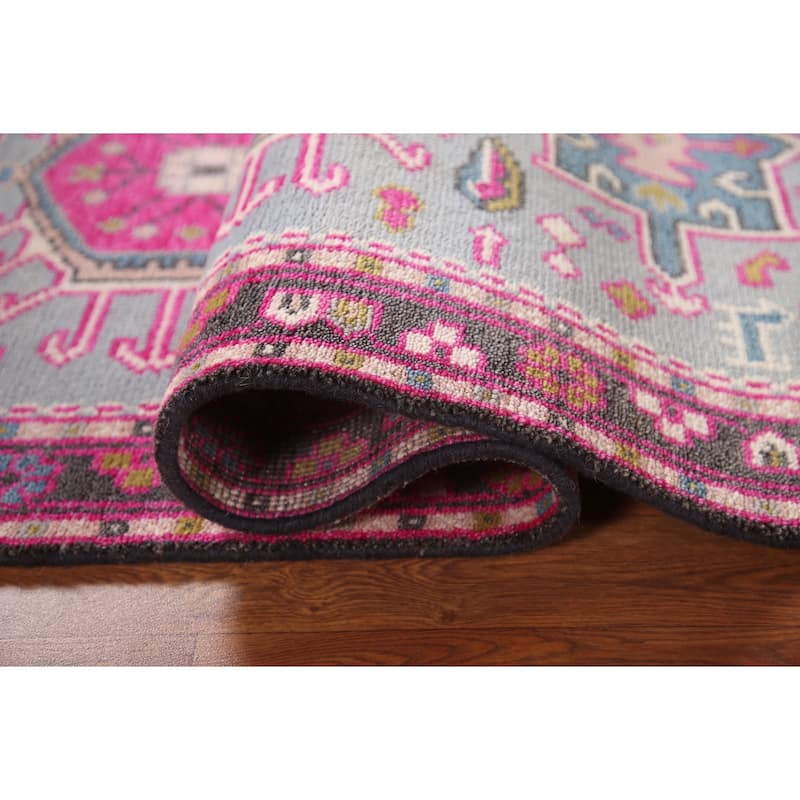 Geometric Kazak Accent Rug Handmade Wool Carpet - 2'11"x 4'11"