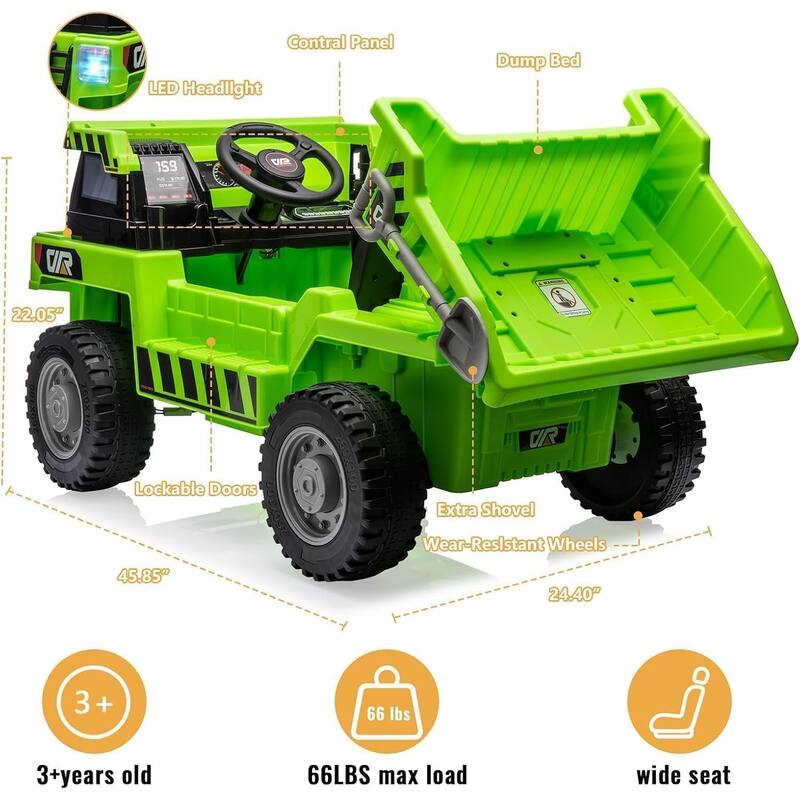 Ride On Dump Truck, 4 Wheeler Toy, Ride On Toys for Kids,12V Ride On Car with Remote Control