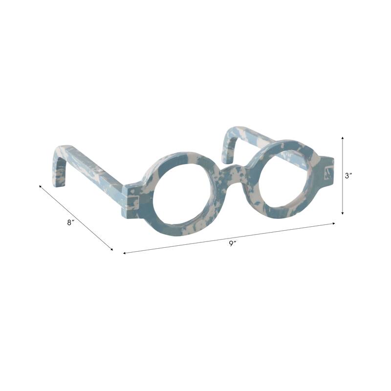 Stone Decorative Object Unique Eyewear Shape with Sculptural Design - 9" x 8" x 3"