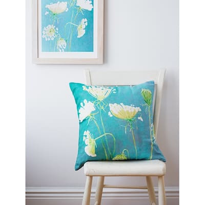 Queen Anne's Lace on Teal Throw Pillow