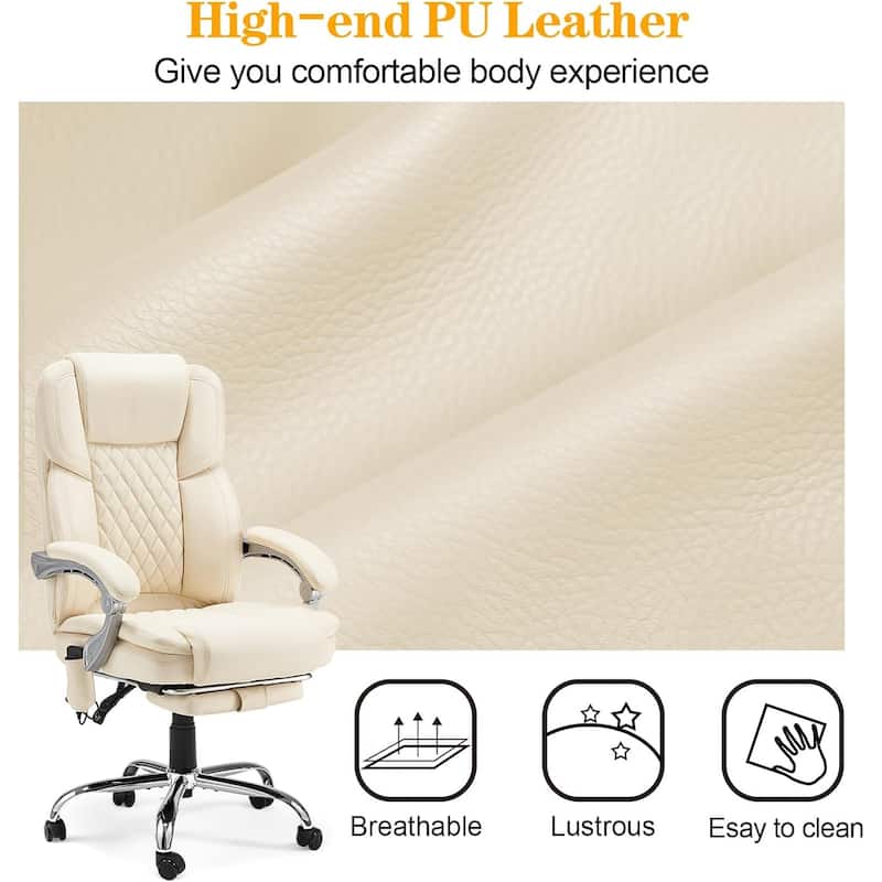 EROMMY Ergonomic Heated Massage Office Chair with Lumbar Support, Reclining Backrest, 2/4/6-Point Massage