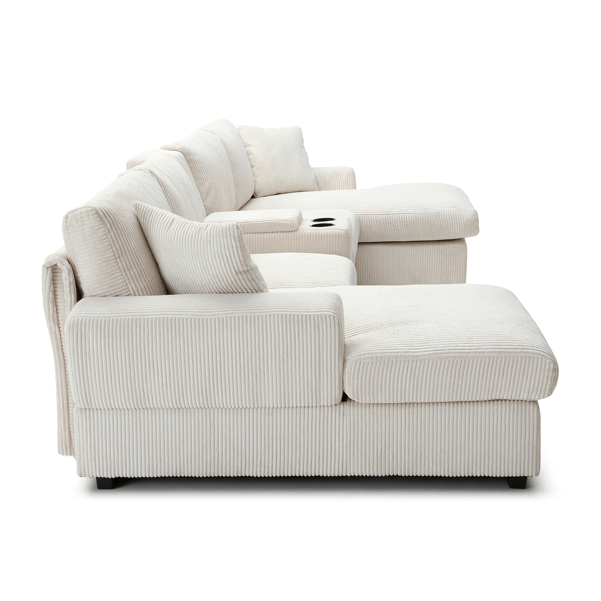 126" Oversized U Shaped Couch, Corduroy Cloud Sectional Sofa with Storage Box, Double Chaise