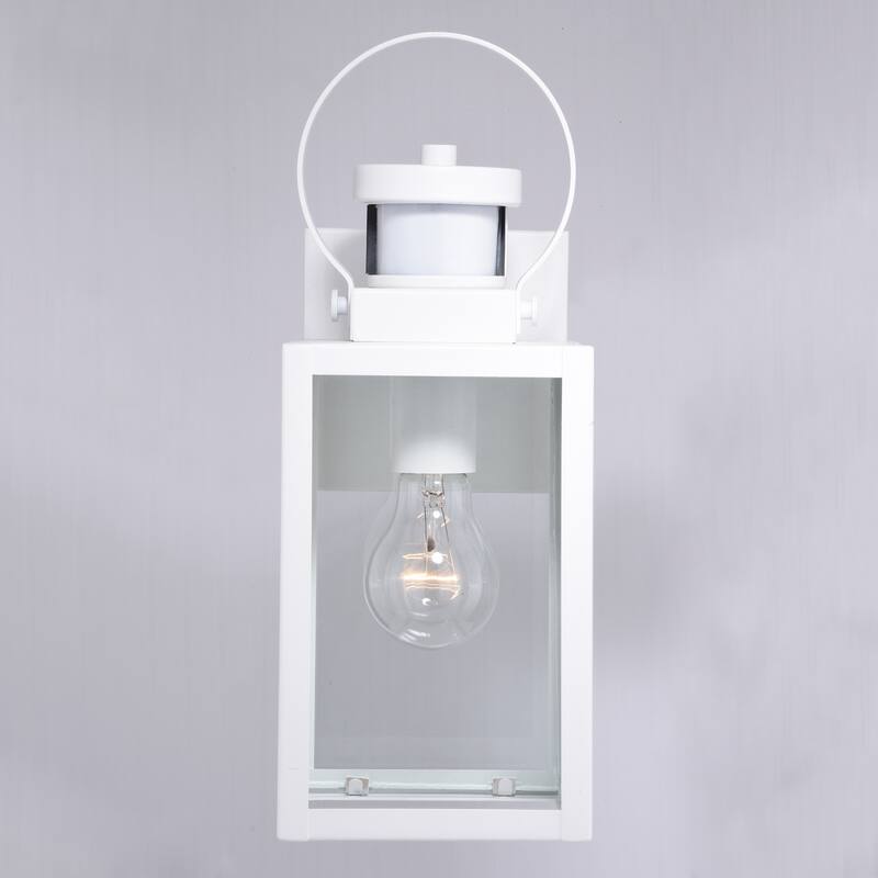 Medinah Motion Sensor Dusk to Dawn Outdoor Wall Light Clear Glass - 5-in. W x 13.25-in. H x 6.5-in. D