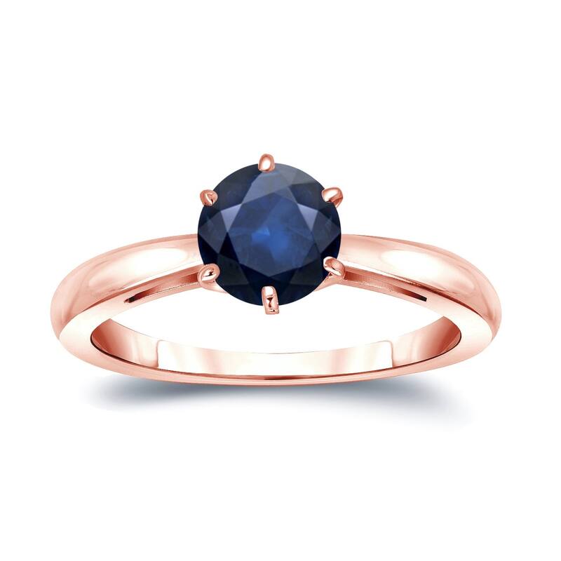 Auriya 14k Gold Blue Sapphire Solitaire Engagement Ring 1 1/4ct TGW - 4 - Rose - Rose