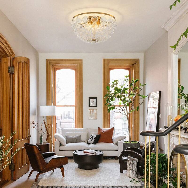 Glam 6-Light Twisted Glass Globe String Flush Mount - 19.7in