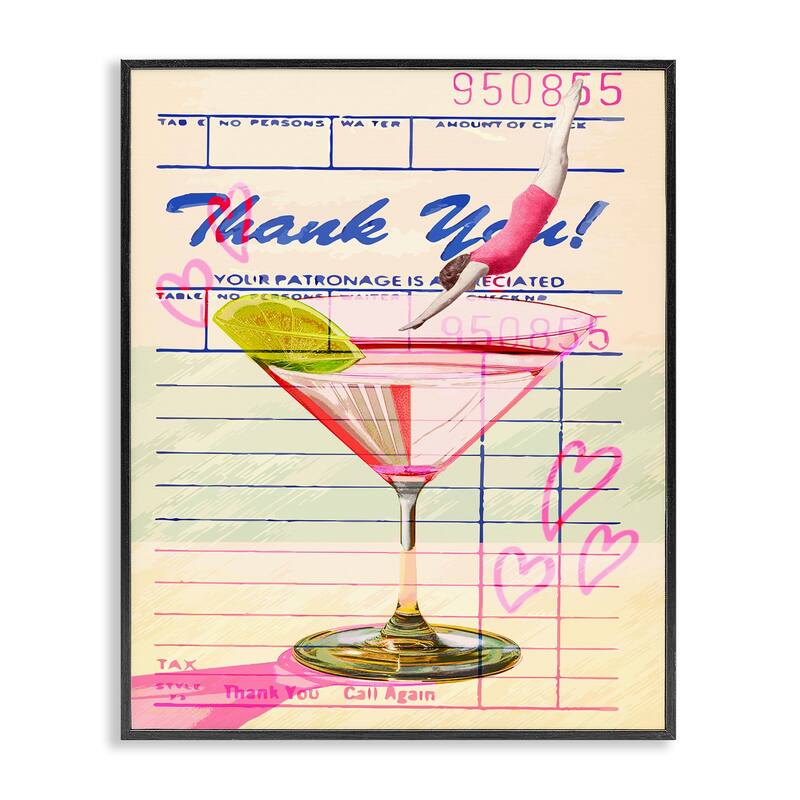 Stupell Vintage Diver into Cocktail Framed Giclee Art Design By Lil' Rue - 11 x 14 - Black