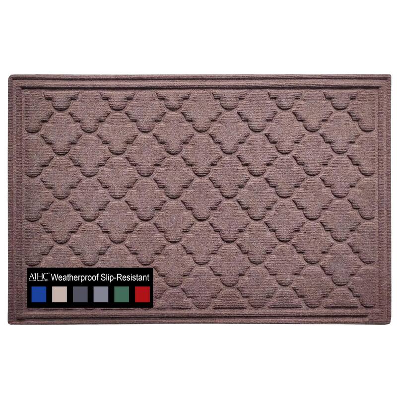 A1HC New All Weather Superior Dirt and Moisture Absorbing Polypropylene Door Mat with Non-Slip Backing for Inside Outside Use - 24"x36" - Ogee Chocolate Brown