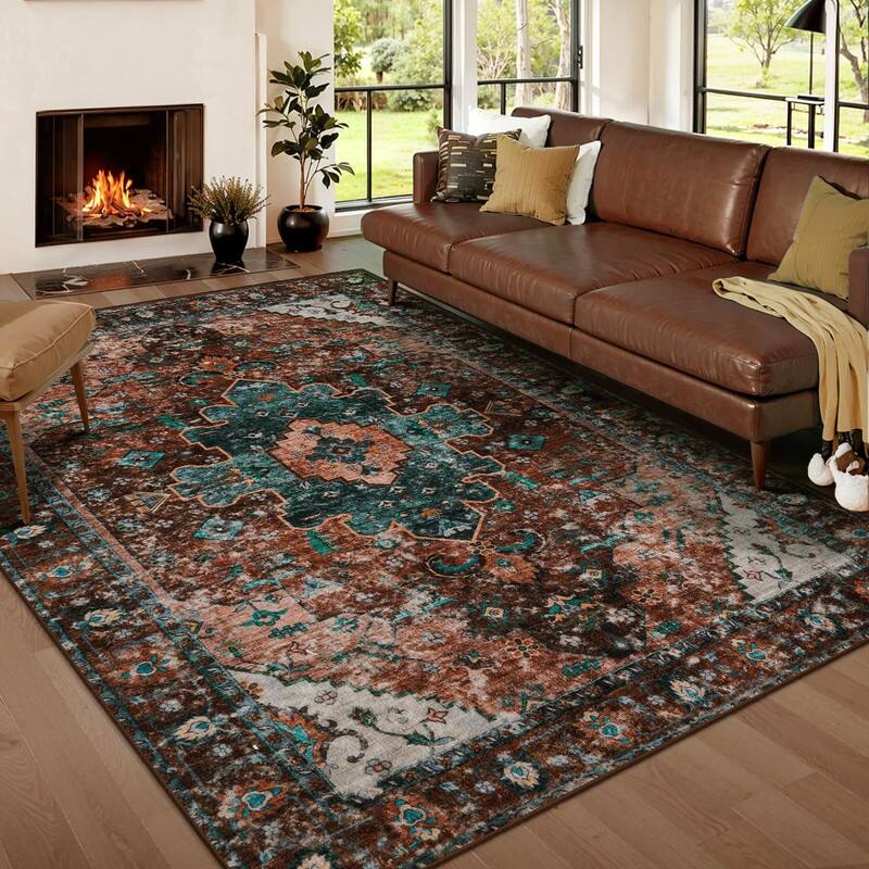 Washable Vintage Area Rug, Boho Rug, Ultra Soft Rugs for Entryway - 5' x 7' - Rectangle