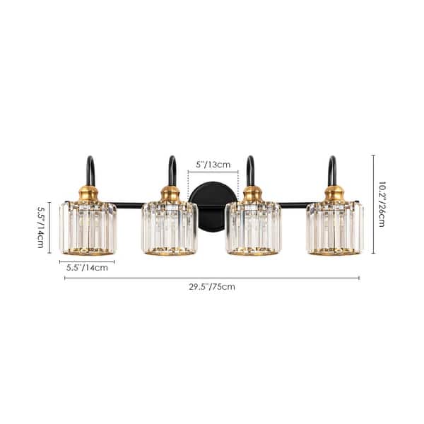 dimension image slide 1 of 4, Chrome/ Black/ Gold Modern Over Mirror Crystal Bathroom Restroom Wall Lighting Fixtures Bath Lights Vanity Light