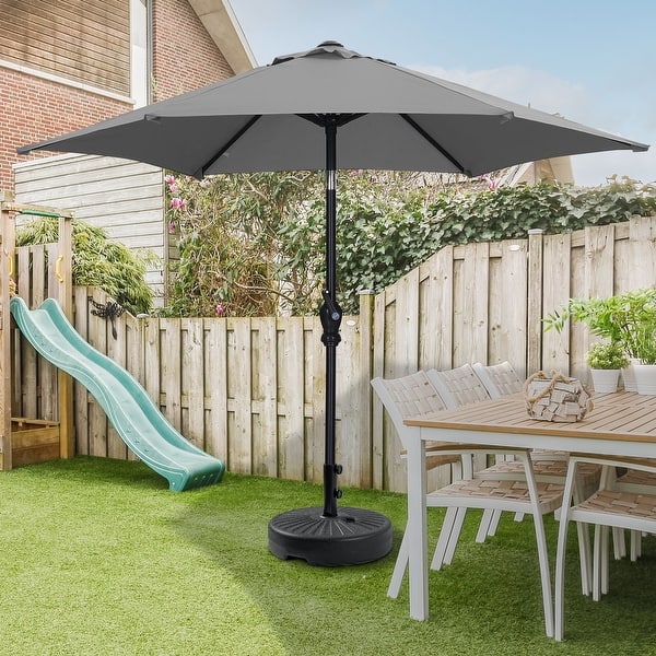 slide 2 of 7, Autlaycil 7.5FT Solar Patio Umbrella with Base and Tilt,Crank Grey