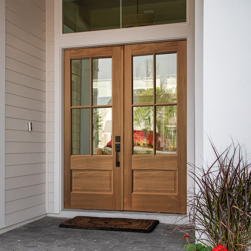 Solid Mahogany 4-Lite Entry Door with Low-E Glass