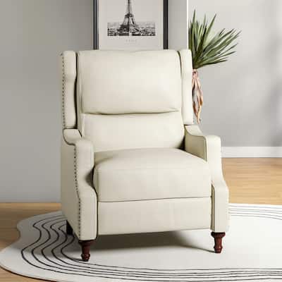 Florens Genuine Leather Recliner with Nailhead Trims by HULALA HOME