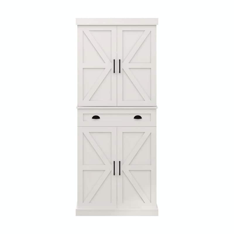 71" Kitchen Pantry Storage Cabinet with 4 Doors, 1 Drawer, 2 Adjustable Shelves