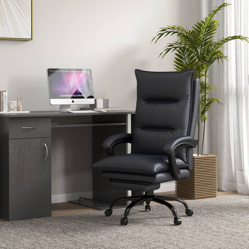 Microfiber Office Chair with Massage, Heat, Footrest, Gray