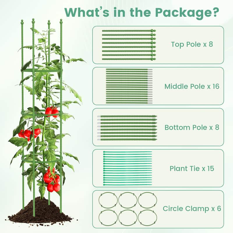 Costway 2-Pack Garden Trellis 57" Plant Support & Tomato Cages with - See Details
