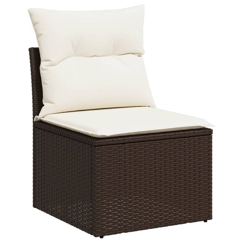 vidaXL Patio Sofa Set with Cushions Outdoor Furniture 7 Piece Poly Rattan - 21.7 x 39.4 x 28.7