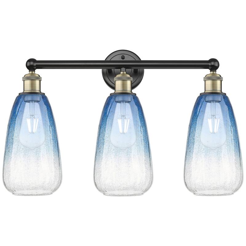 Innovations Lighting Endless Possibilities Edison - Brookhaven Almond - 3 Light 24" Bath Vanity Light - Black Antique Brass/Sapphire Blue