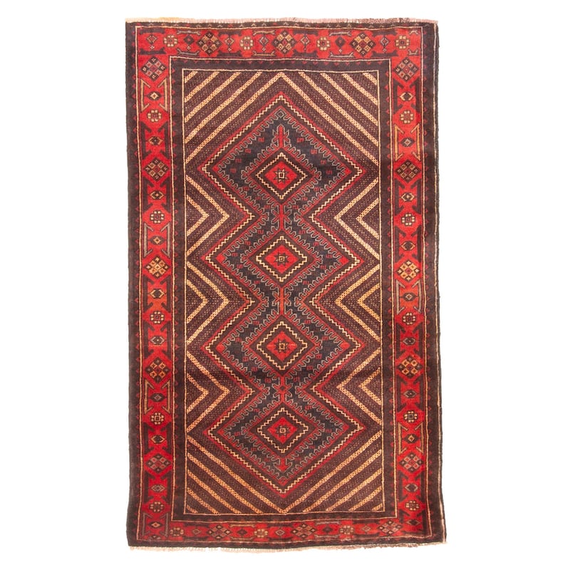 ECARPETGALLERY Hand-knotted Teimani Dark Navy Wool Rug - 2'9 x 4'7