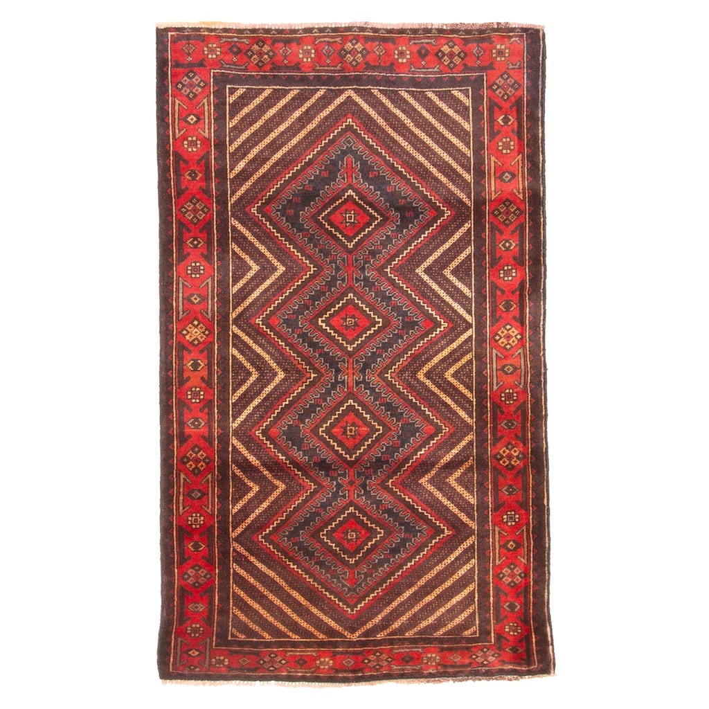 ECARPETGALLERY Hand-knotted Teimani Dark Navy Wool Rug - 2'9 x 4'7