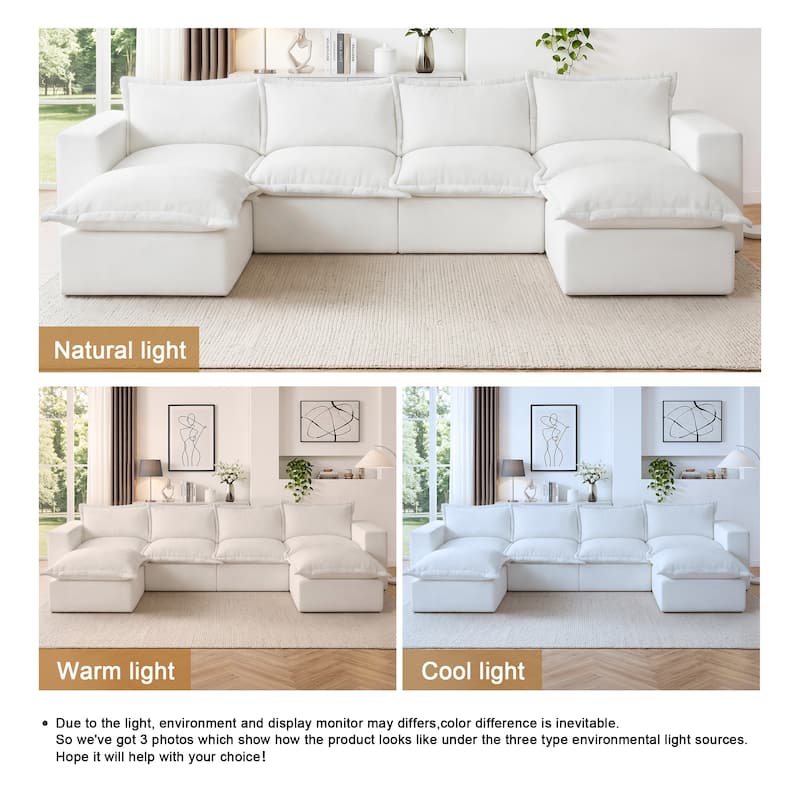 147.9'' W U-Shaped Modular Sectional Sofa Comfy Cloud Couch Chenille Sofa