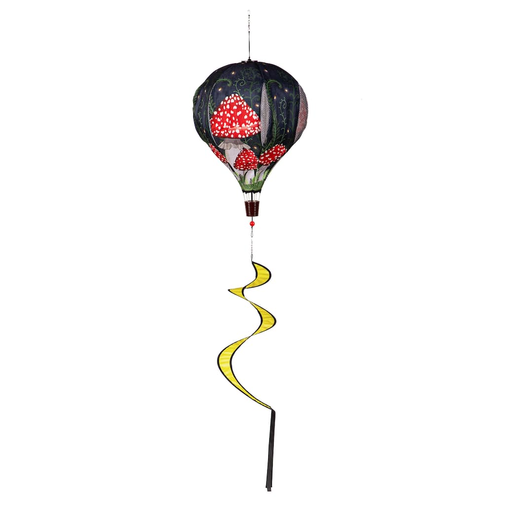 Welcome Friends Mushroom Burlap Balloon Spinner