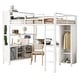 preview thumbnail 12 of 18, Full Size Metal Loft Bed with Wardrobe and L-shaped Desk and Shelves