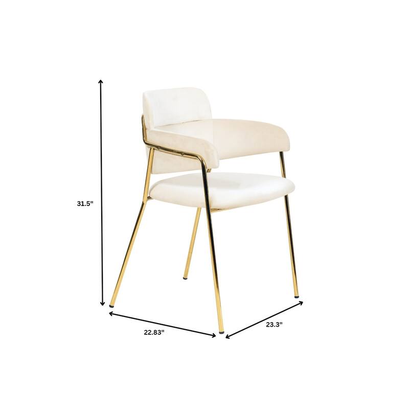 LeisureMod Axis Mid-Century Modern Upholstered Dining Chair with Curved Open-Back Design and Gold Steel Legs for Home & Kitchen