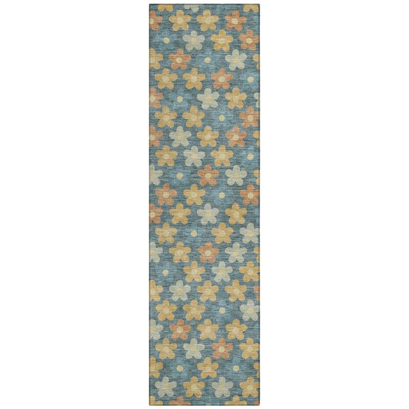 Machine Washable Indoor/ Outdoor Floral Kechi Chantille Rug