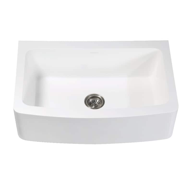 Kingston Brass Arcticstone 33" Farmhouse Single Basin Stone Composite - Matte White