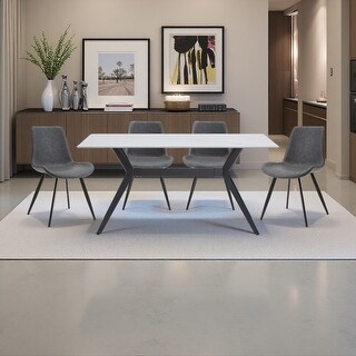 5-Piece Modern 63"L Dining Set with Sintered Stone Top & 4 Upholstered ...