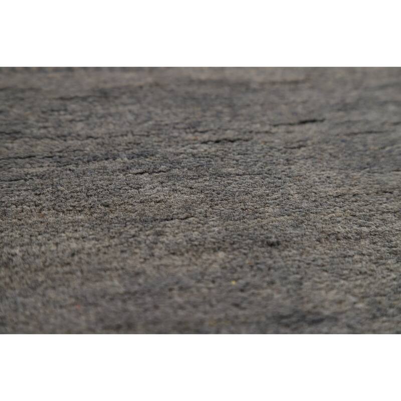 Gray Gabbeh Modern Foyer Rug Hand-Knotted Wool Carpet - 2'8"x 3'11"