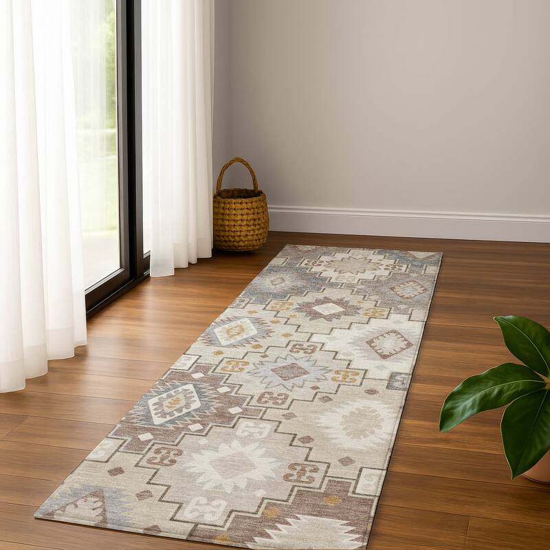 Premium Washable Super Soft Southwest Tribal Mayfield Rug - Ivory - 2'3" x 7'6"