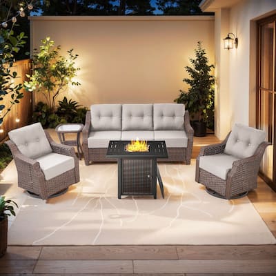 5-Piece Sofa Swivel Chairs with 30" Firepit Table