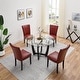 preview thumbnail 4 of 32, Faux Leather Dining Chairs Or Round Glass Dining Table