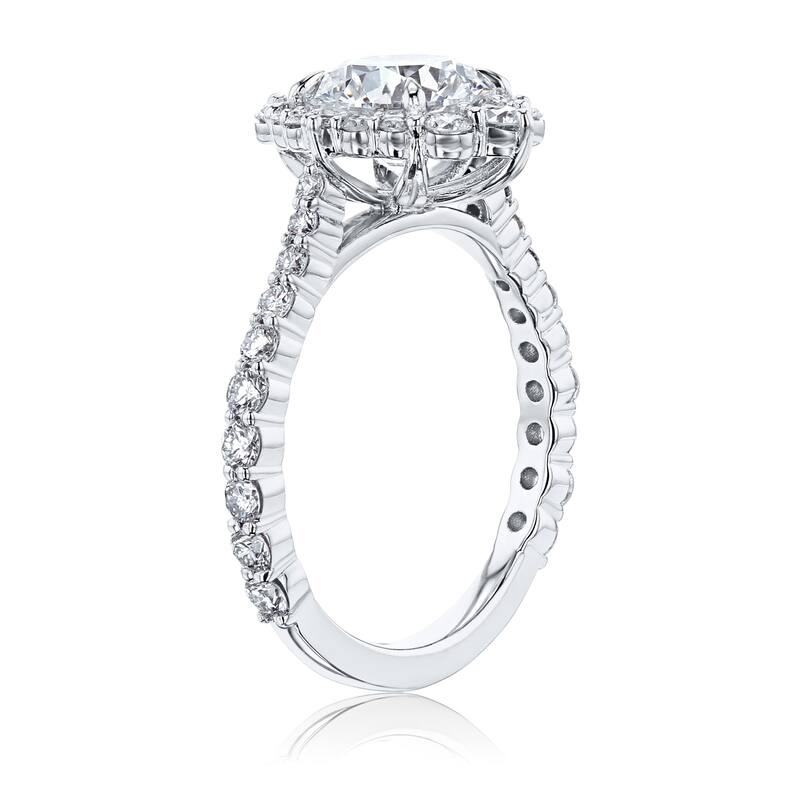 Kobelli 2.49 Carats Lab Grown Diamond IGI Certified 14k White Gold Rococo Halo Scalloped Basilica Ring