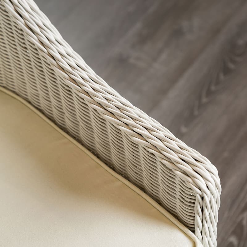 Furniture of America Plato Modern White Wicker Patio Swivel Chair