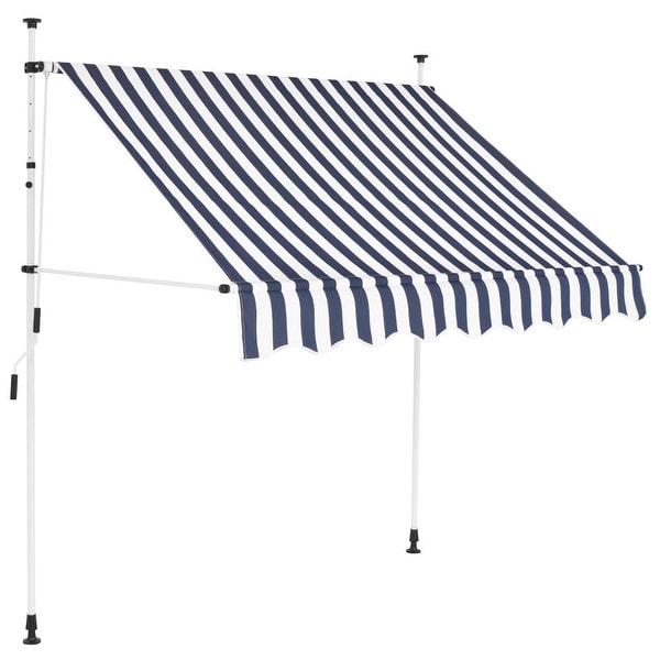 vidaXL Manual Retractable Awning 78.7" Blue-White Stripes