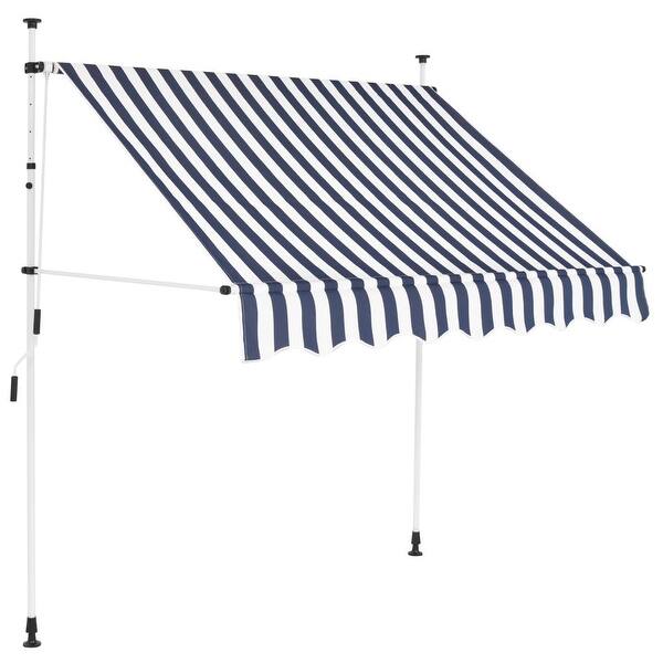 Shop Vidaxl Manual Retractable Awning 78 7 Blue And White Stripes Overstock 26281410
