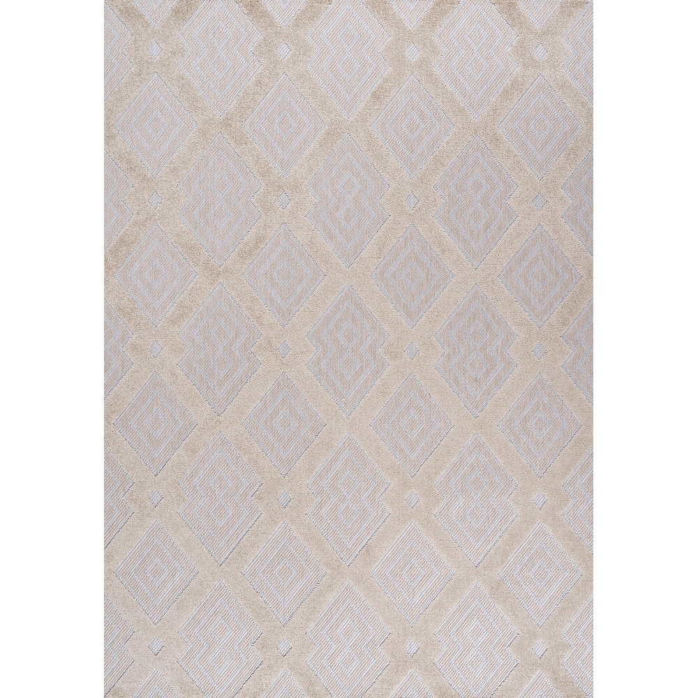 JONATHAN Y Haze High-Low Pile Ogee Trellis Tone-on-Tone Indoor/Outdoor Area Rug