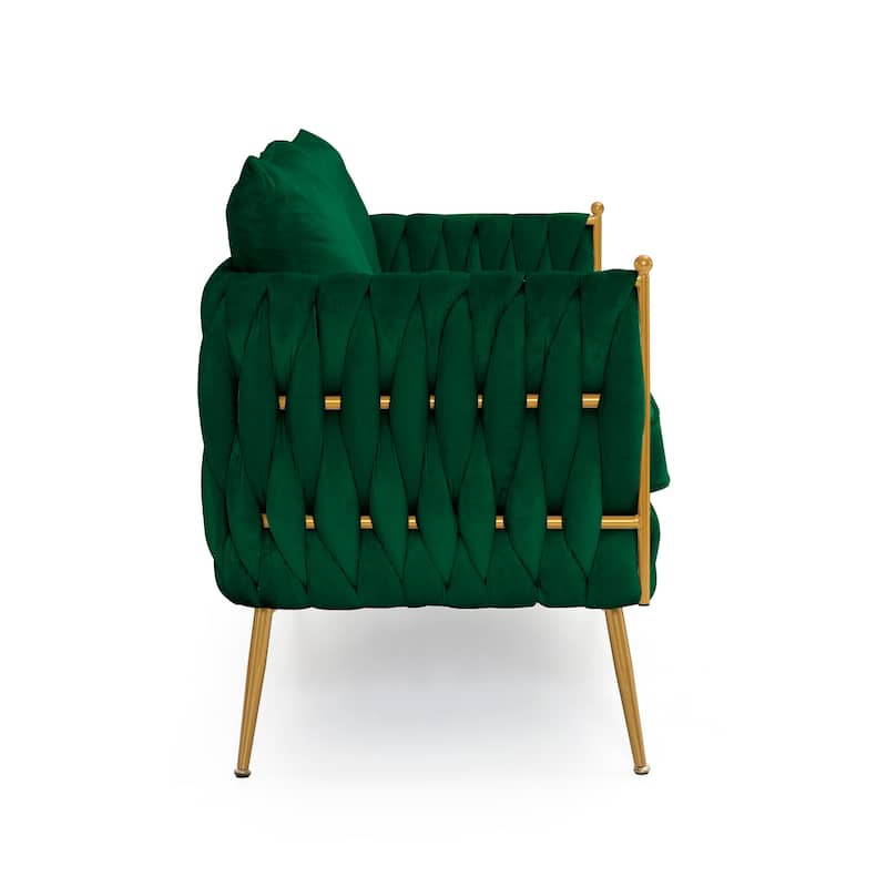 Modern Comfy Handmade Bucket Woven Velvet Accent Chair Arm Chair