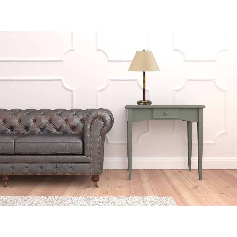 HomeRoots 24" Rustic Bronze and Oak Metal Table Lamp With Brown Empire Shade - 14.00 in. x 24.00 in. x 14.00 in. - 14.00 in. x 24.00 in. x 14.00 in. - Rust