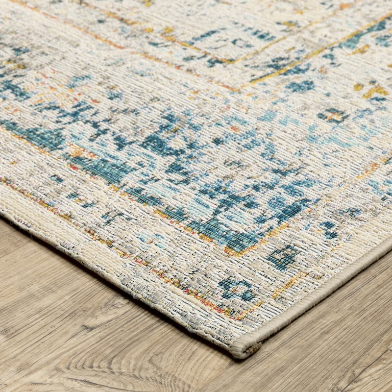 Style Haven Nova Vintage Center Medallion Grey/Teal Area Rug